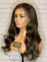 Load image into Gallery viewer, Luxury Dark Brown 100% Human Hair Swiss 13x4 Lace Front Glueless Wig U-Part, 360 or Full Lace Upgrade Available