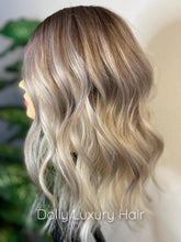 Load image into Gallery viewer, CRYSTAL | Luxe Ice Grey Balayage 100% Human Hair Swiss 13x4 Lace Front Glueless Wig  Bleached Knots Transparent Lace Full Lace Upgrade Available