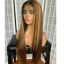 Load image into Gallery viewer, Luxury Remy Ombre Ash Honey Blonde 100% Human Hair Swiss 13x4 Lace Front Wig Balayage Highlight U-Part, 360 or Full Lace Upgrade Available