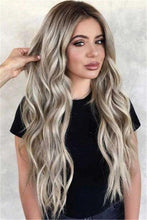 Load image into Gallery viewer, Luxury Ash Blonde Balayage 100% Human Hair Swiss 13x4 Lace Front Glueless Wig Wavy U-Part, 360 or Full Lace Upgrade Available
