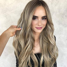 Load image into Gallery viewer, Luxury Medium Ash Blonde Balayage 100% Human Hair Swiss 13x4 Lace Front Glueless Wig Wavy U-Part, 360 or Full Lace Upgrade Available