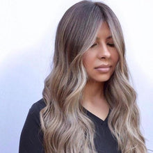 Load image into Gallery viewer, Luxury Ash Brown Balayage 100% Human Hair Swiss 13x4 Lace Front Glueless Wig Wavy U-Part, 360 or Full Lace Upgrade Available