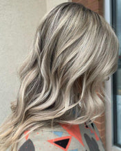 Load image into Gallery viewer, Luxury Dusty Grey Gray Blonde Smokey Lowlights Balayage 100% Human Hair Swiss 13x4 Lace Front Glueless Wig U-Part or Full Lace Upgrade Available
