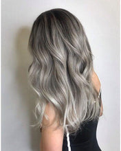 Load image into Gallery viewer, Luxury Smokey Silver Ash Blonde Ice Melted Balayage 100% Human Hair Swiss 13x4 Lace Front Glueless Wig U-Part, 360 or Full Lace Upgrade Available