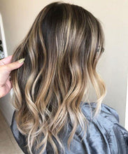 Load image into Gallery viewer, Luxury Ash Blonde on Dark Brown Balayage 100% Human Hair Swiss 13x4 Lace Front Glueless Wig U-Part, 360 or Full Lace Upgrade Available