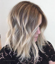 Load image into Gallery viewer, Luxury Ash Blonde Balayage 100% Human Hair Swiss 13x4 Lace Front Glueless Wig Wavy U-Part, 360 or Full Lace Upgrade Available