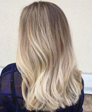 Load image into Gallery viewer, Luxury Ash Blonde Balayage 100% Human Hair Swiss 13x4 Lace Front Glueless Wig Wavy U-Part, 360 or Full Lace Upgrade Available