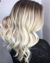 Load image into Gallery viewer, Luxury Subtle Dark-to-Light Ombre Balayage Highlight 100% Human Hair Swiss 13x4 Lace Front Wig Wavy U-Part or Full Lace Upgrade Available