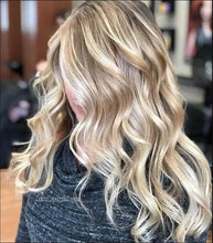 Load image into Gallery viewer, Luxury Full Spectrum Blonde Natural Balayage 100% Human Hair Swiss 13x4 Lace Front Glueless Wig Wavy U-Part or Full Lace Upgrade Available