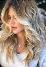 Load image into Gallery viewer, Luxury Frosty Blonde Textured Balayage Hair  100% Human Hair Swiss 13x4 Lace Front Glueless Wig Wavy U-Part or Full Lace Upgrade Available