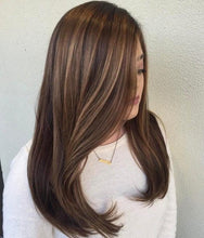 Load image into Gallery viewer, Luxury Long Blended Caramel Blonde Brown Balayage 100% Human Hair Swiss 13x4 Lace Front Wig Wavy U-Part, 360 or Full Lace Upgrade Available
