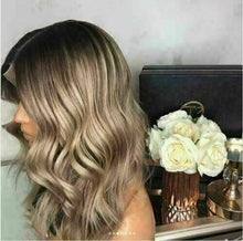 Load image into Gallery viewer, Luxury Balayage Highlight Ash Blonde 100% Human Hair Swiss 13x4 Lace Front Glueless Wig  Wavy U-Part, 360 or Full Lace Upgrade Available