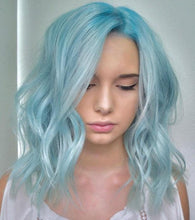 Load image into Gallery viewer, Luxury Icy Platinum Blue Balayage 100% Human Hair Swiss 13x4 Lace Front Glueless Wig Wavy U-Part, 360 or Full Lace Upgrade Available