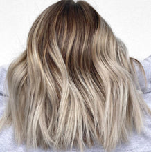Load image into Gallery viewer, Luxury Ash Platinum Balayage Blonde Melted 100% Human Hair Swiss 13x4 Lace Front Glueless Wig Wavy U-Part, 360 or Full Lace Upgrade Available