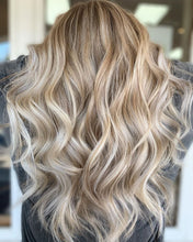 Load image into Gallery viewer, Luxury Blonde Lowlights Balayage 100% Human Hair Swiss 13x4 Lace Front Glueless Wig Wavy U-Part, 360 or Full Lace Upgrade Available