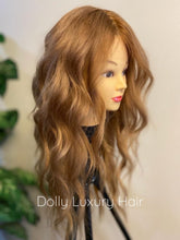 Load image into Gallery viewer, AUBREY | Luxe Auburn Human Hair Swiss 13x4 Lace Front Wig Strawberry Blonde Bleached Knots Transparent Lace Full Lace Upgrade Available