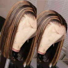 Load image into Gallery viewer, Luxury Remy Bob Ombre 100% Human Hair Swiss 13x4 Lace Front Glueless Wig Ash Blonde Balayage Highlight U-Part, 360 or Full Lace Upgrade Available