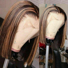 Load image into Gallery viewer, Luxury Remy Bob Ombre 100% Human Hair Swiss 13x4 Lace Front Glueless Wig Ash Blonde Balayage Highlight U-Part, 360 or Full Lace Upgrade Available