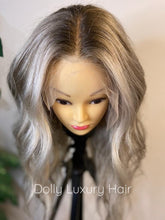 Load image into Gallery viewer, SARA | Luxe Cool Ash Blonde Balayage Human Hair Swiss 13x4 Lace Front Glueless Wig  Bleached Knots Transparent Lace Full Lace Upgrade Available