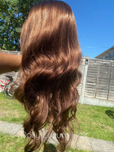 Load image into Gallery viewer, Luxury Medium Chocolate Brown 100% Human Hair Swiss 13x4 Lace Front Glueless Wig Wavy U-Part, 360 or Full Lace Upgrade Available