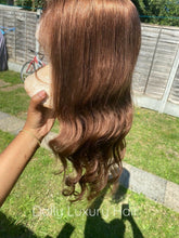 Load image into Gallery viewer, Luxury Medium Chocolate Brown 100% Human Hair Swiss 13x4 Lace Front Glueless Wig Wavy U-Part, 360 or Full Lace Upgrade Available