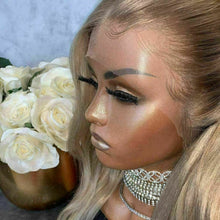 Load image into Gallery viewer, Luxury Transparent Remy Dark Golden Blonde 100% Human Hair Swiss 13x4 Lace Front Glueless Wig U-Part, 360 or Full Lace Upgrade Available