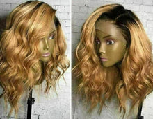 Load image into Gallery viewer, Luxury Bob Remy Wavy Ombre Honey Ash Blonde 100% Human Hair Swiss 13x4 Lace Front Glueless Wig U-Part, 360 or Full Lace Upgrade Available