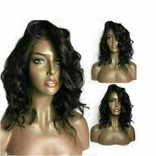 Load image into Gallery viewer, Luxury Remy Curly Bob Black Wavy 100% Human Hair Swiss 13x4 Lace Front Glueless Wig #1B U-Part, 360 or Full Lace Upgrade Available