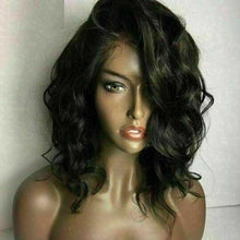 Load image into Gallery viewer, Luxury Remy Curly Bob Black Wavy 100% Human Hair Swiss 13x4 Lace Front Glueless Wig #1B U-Part, 360 or Full Lace Upgrade Available