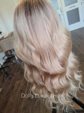Load image into Gallery viewer, Luxury Light Golden Blonde Balayage Highlight 100% Human Hair Swiss 13x4 Lace Front Glueless Wig U-Part, 360 or Full Lace Upgrade Available