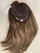 Load image into Gallery viewer, Luxury Silk Top Base Human Hair Balayage Toupee for Women Hair Topper 130% Brown Blonde Virgin Hair Piece Kippah Fall Topper