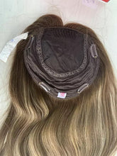 Load image into Gallery viewer, Luxury Silk Top Base Human Hair Balayage Toupee for Women Hair Topper 130% Brown Blonde Virgin Hair Piece Kippah Fall Topper