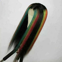 Load image into Gallery viewer, Luxury Bright Red Green Blue 100% Human Hair Swiss 13x4 Lace Front Glueless Wig Neon Rainbow Colouful U-Part or Full Lace Upgrade Available