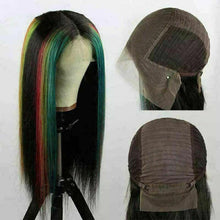 Load image into Gallery viewer, Luxury Bright Red Green Blue 100% Human Hair Swiss 13x4 Lace Front Glueless Wig Neon Rainbow Colouful U-Part or Full Lace Upgrade Available