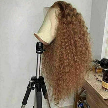 Load image into Gallery viewer, Luxury Remy Curly Strawberry Blonde Auburn 100% Human Hair Swiss 13x4 Lace Front Glueless Wig U-Part, 360 or Full Lace Upgrade Available