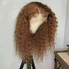 Load image into Gallery viewer, Luxury Remy Curly Strawberry Blonde Auburn 100% Human Hair Swiss 13x4 Lace Front Glueless Wig U-Part, 360 or Full Lace Upgrade Available