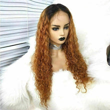 Load image into Gallery viewer, Luxury Water Wave Ombre Light Auburn Brown 100% Human Hair Swiss 13x4 Lace Front Glueless Wig U-Part, 360 or Full Lace Upgrade Available