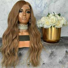 Load image into Gallery viewer, Luxury Remy Wavy Light Ash Brown 100% Human Hair Swiss 13x4 Lace Front Glueless Wig U-Part, 360 or Full Lace Upgrade Available
