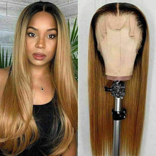 Load image into Gallery viewer, Luxury Remy Ombre Honey Blonde 100% Human Hair Swiss 13x4 Lace Front Glueless Wig Highlight #27 U-Part, 360 or Full Lace Upgrade Available