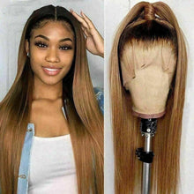 Load image into Gallery viewer, Luxury Remy Ombre Honey Blonde 100% Human Hair Swiss 13x4 Lace Front Glueless Wig Highlight #27 U-Part, 360 or Full Lace Upgrade Available