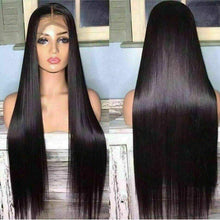 Load image into Gallery viewer, Luxury Remy Jet Black #1 Straight Black 100% Human Hair Swiss 13x4 Lace Front Glueless Wig U-Part, 360 or Full Lace Upgrade Available