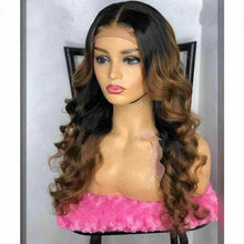 Load image into Gallery viewer, Luxury Remy Wavy Ombre Ash Brown 100% Human Hair Swiss 13x4 Lace Front Glueless Wig Auburn U-Part, 360 or Full Lace Upgrade Available
