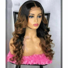 Load image into Gallery viewer, Luxury Remy Wavy Ombre Ash Brown 100% Human Hair Swiss 13x4 Lace Front Glueless Wig Auburn U-Part, 360 or Full Lace Upgrade Available