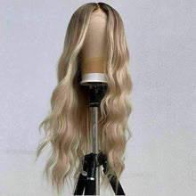 Load image into Gallery viewer, Luxury Remy Light Blonde Ash Blonde Wavy 100% Human Hair Swiss 13x4 Lace Front Glueless Wig U-Part, 360 or Full Lace Upgrade Available