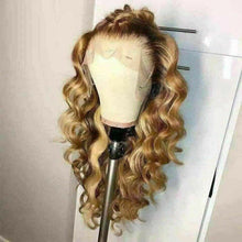 Load image into Gallery viewer, Luxury Curly Ombre Honey #4/27 Brown Blonde 100% Human Hair Swiss 13x4 Lace Front Glueless Wig U-Part, 360 or Full Lace Upgrade Available