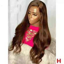 Load image into Gallery viewer, Luxury Remy Wavy Remy Chocolate Medium Brown 100% Human Hair Swiss 13x4 Lace Front Glueless Wig U-Part, 360 or Full Lace Upgrade Available