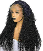 Load image into Gallery viewer, Luxury Transparent Remy Curly #1B Black 100% Human Hair Swiss 13x4 Lace Front Glueless Wig U-Part, 360 or Full Lace Upgrade Available