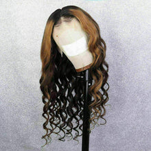 Load image into Gallery viewer, Luxury Remy Wavy Ombre Ash Brown 100% Human Hair Swiss 13x4 Lace Front Glueless Wig U-Part, 360 or Full Lace Upgrade Available