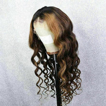 Load image into Gallery viewer, Luxury Remy Wavy Ombre Ash Brown 100% Human Hair Swiss 13x4 Lace Front Glueless Wig U-Part, 360 or Full Lace Upgrade Available