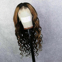 Load image into Gallery viewer, Luxury Remy Wavy Ombre Ash Brown 100% Human Hair Swiss 13x4 Lace Front Glueless Wig U-Part, 360 or Full Lace Upgrade Available